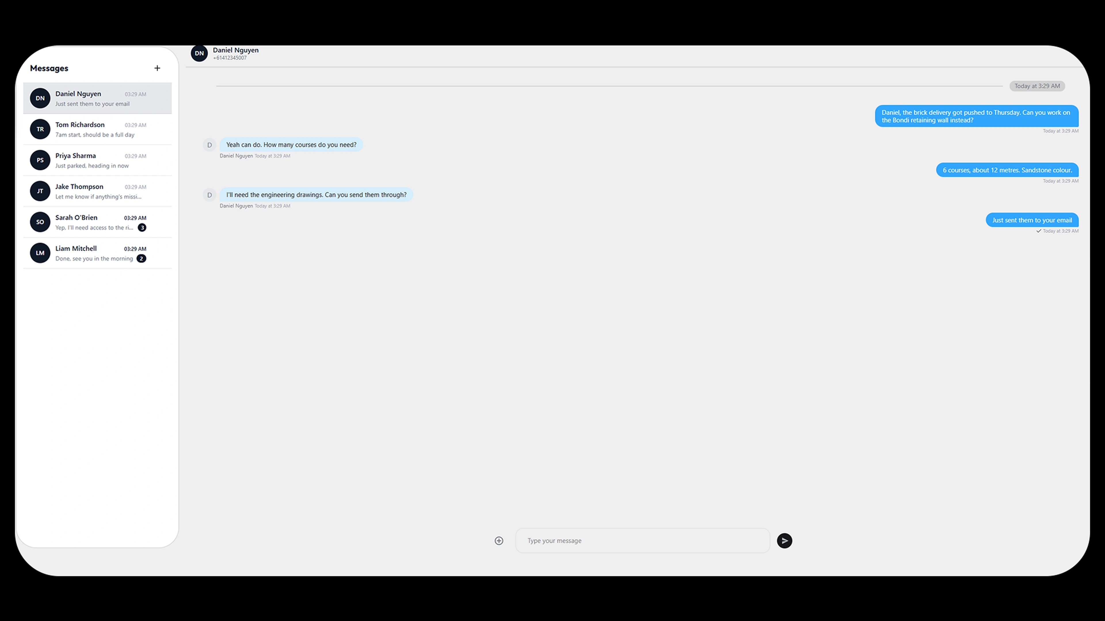 SkillsDock Messages — team chat